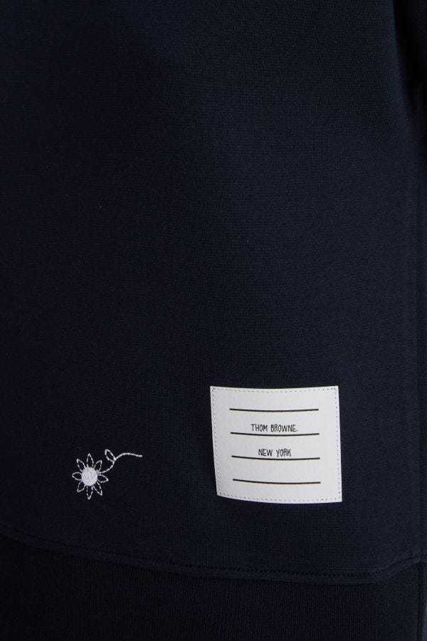 Thom Browne Floral Embroidery T-shirt In Black
