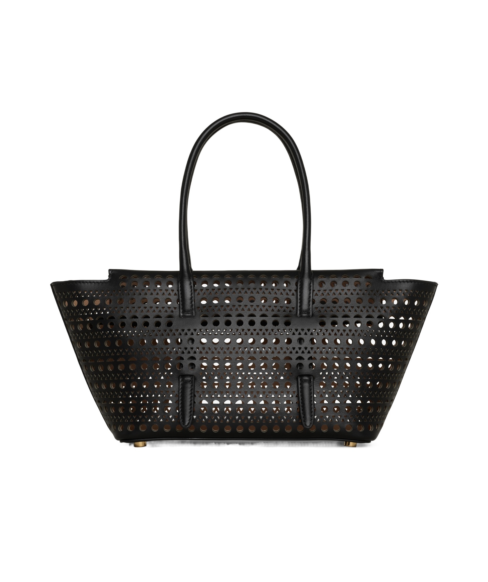 Alaïa Neo Mina 20 Perforated Top-handle Bag In Leather In Black