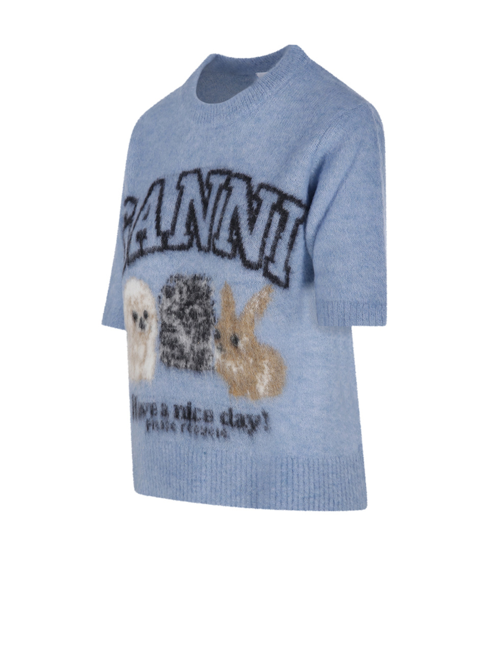 Shop Ganni Intarsia-knit Top