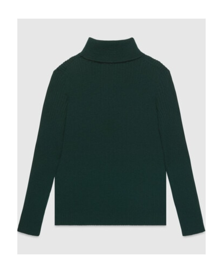 Gucci Logo-embroidered Ribbed Wool Jumper In Black
