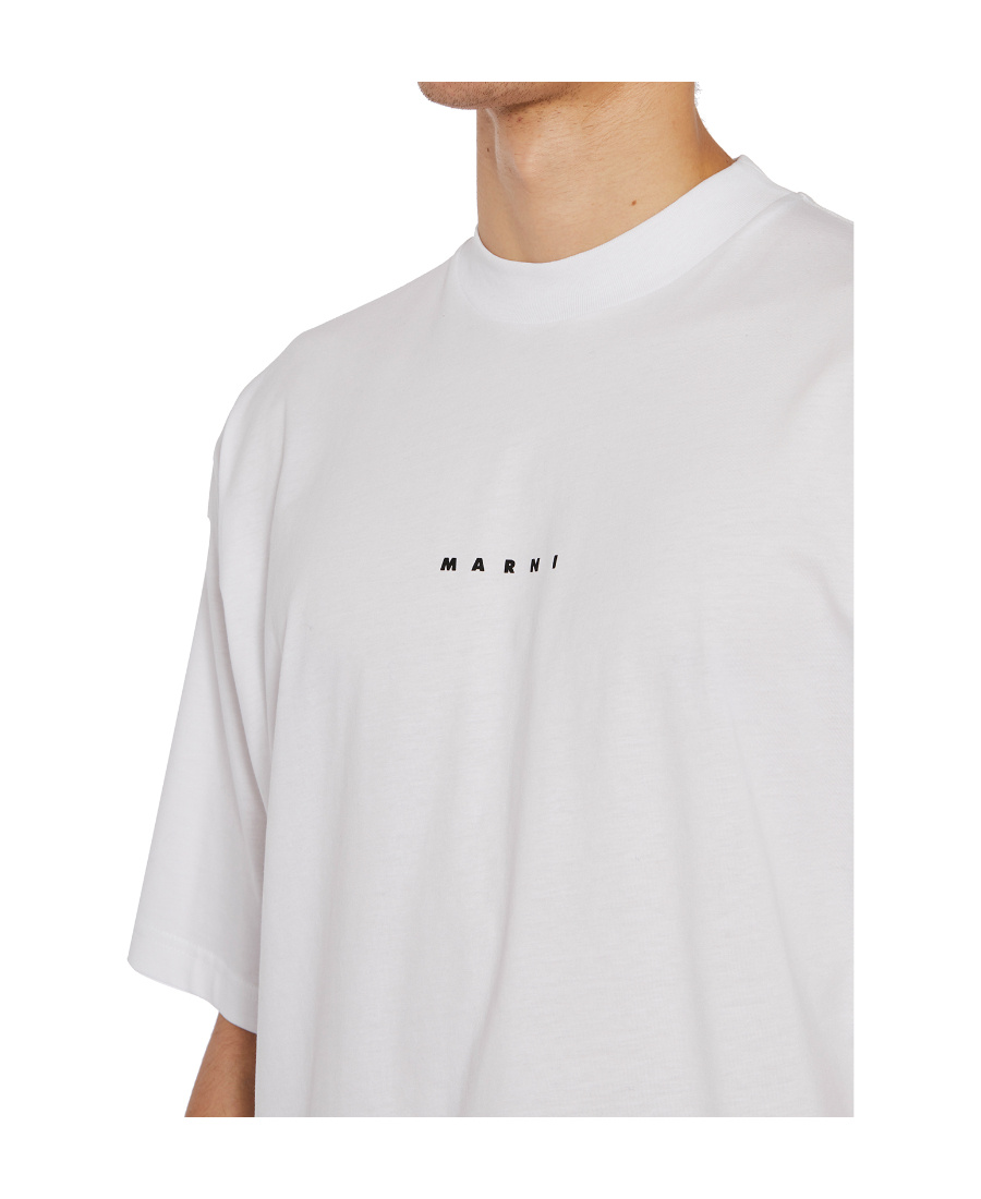 Marni White Cotton T-shirt With Logo Print In White