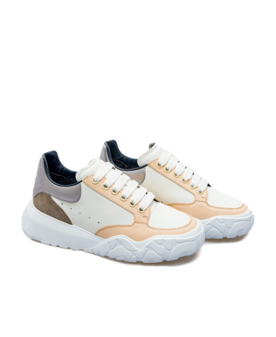 Alexander Mcqueen Colour-block Leather Sneakers In White