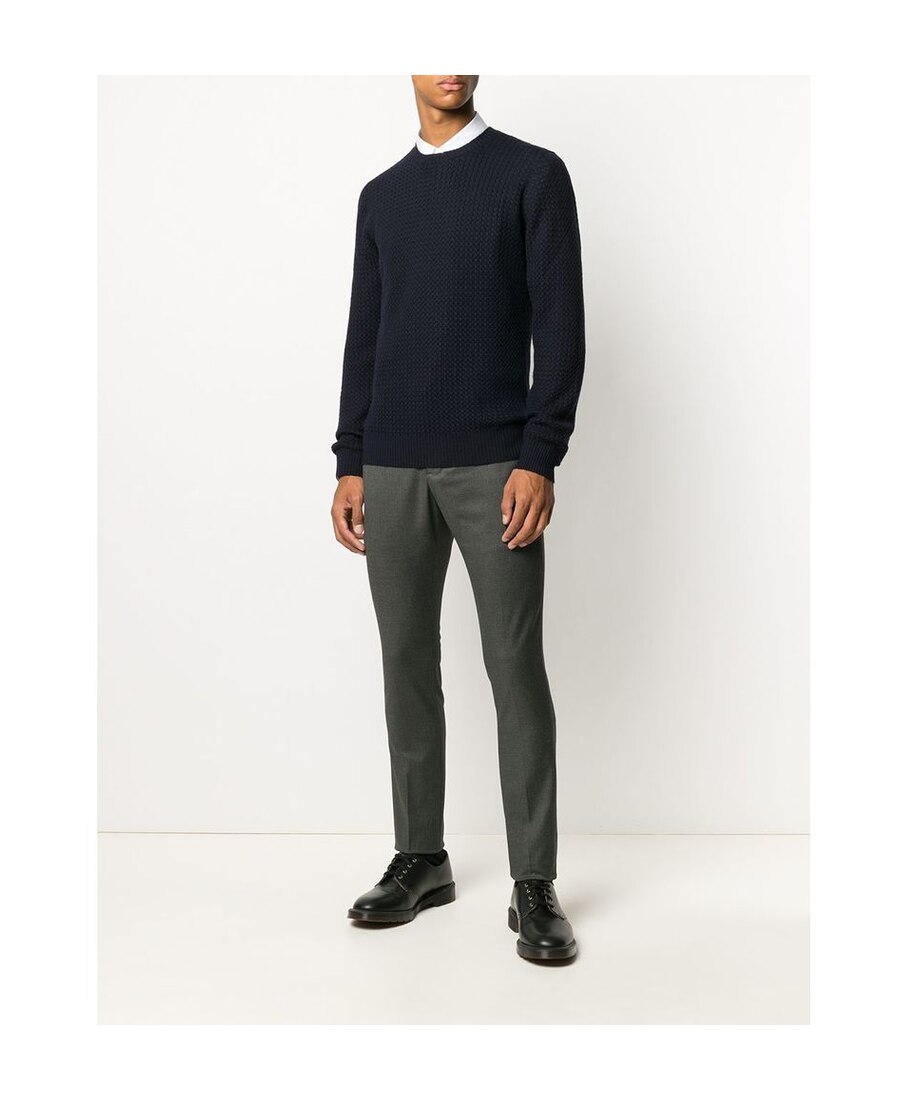 La Fileria For D'aniello Waffle-knit Crew-neck Jumper In Black