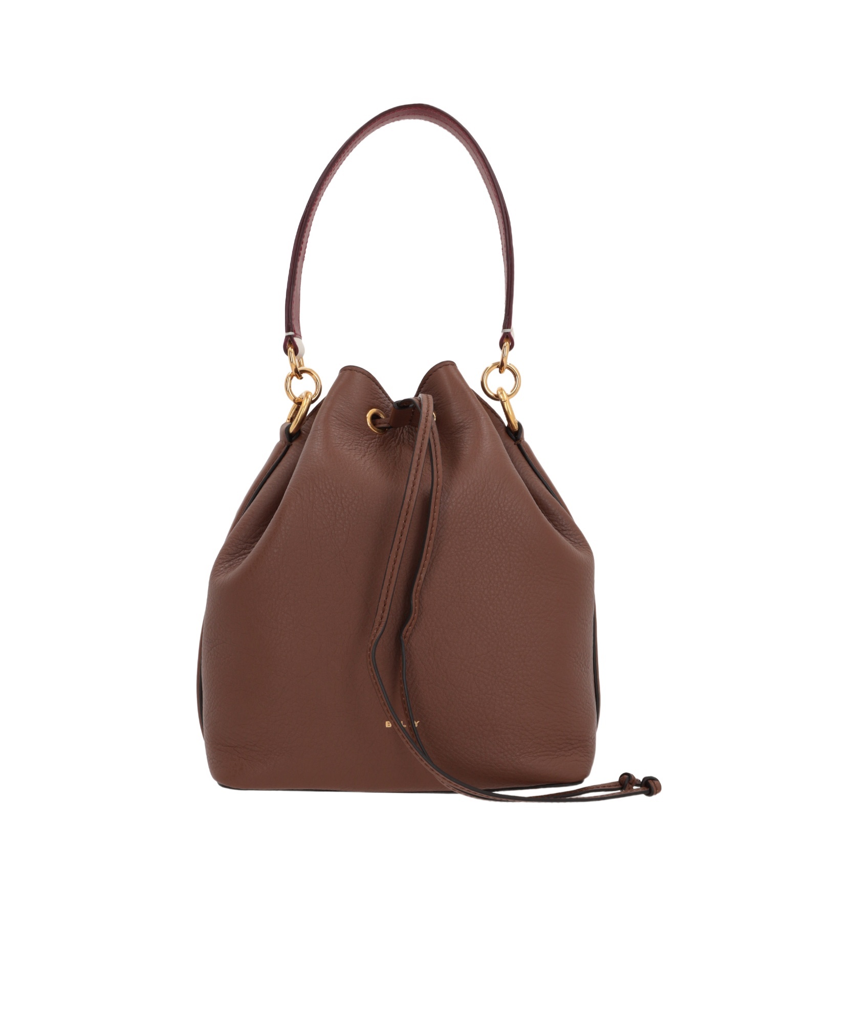 Bally Drawstring Leather Bucket Bag In Red