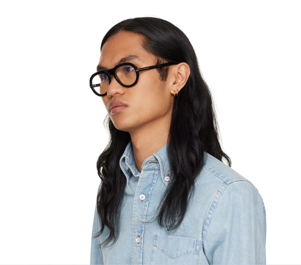 Tom Ford Eyewear Aviator Frame Straight Arm Glasses In Black