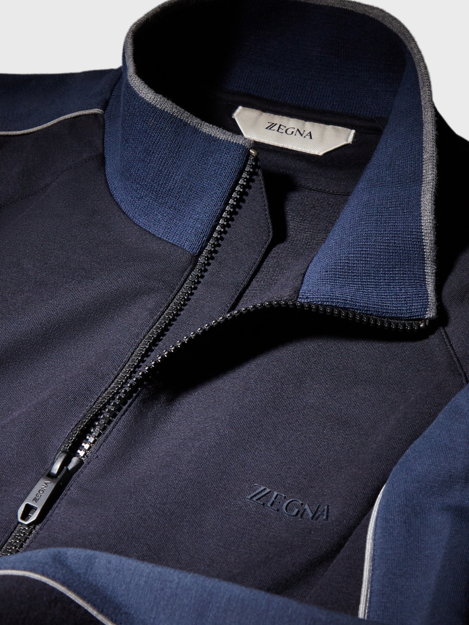 Shop Zegna High-necked Zipper Casual Jacket In Black