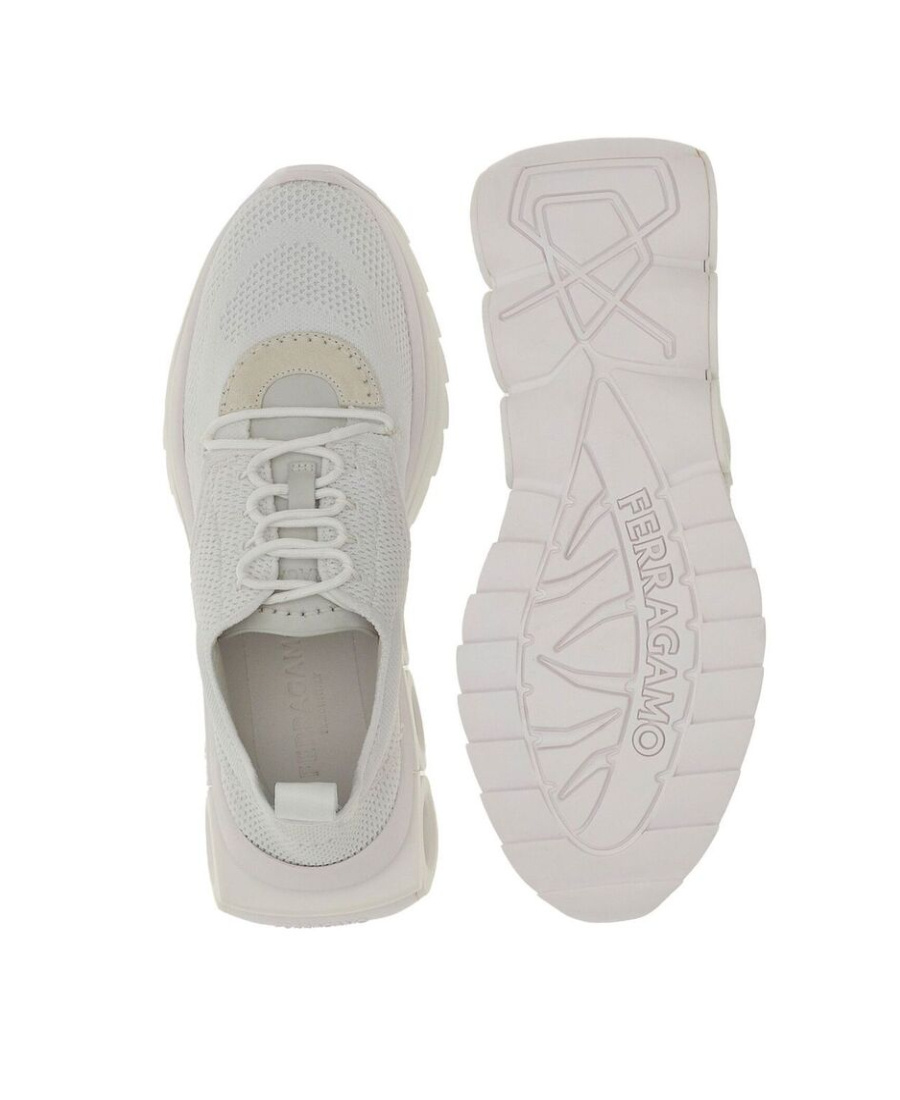Ferragamo Men Nylon Sneakers With Iconic Gancini Sole In Gray