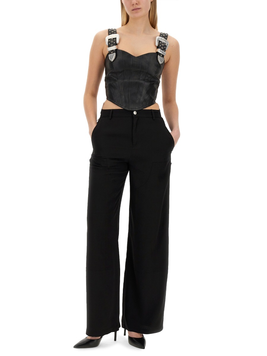 Moschino Jeans Wide Leg Pants In Black