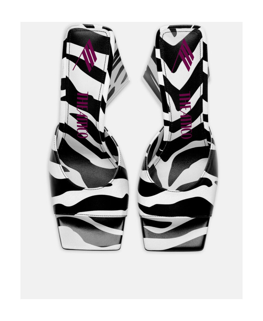 Attico Devon 115mm Zebra-print Mules In Black
