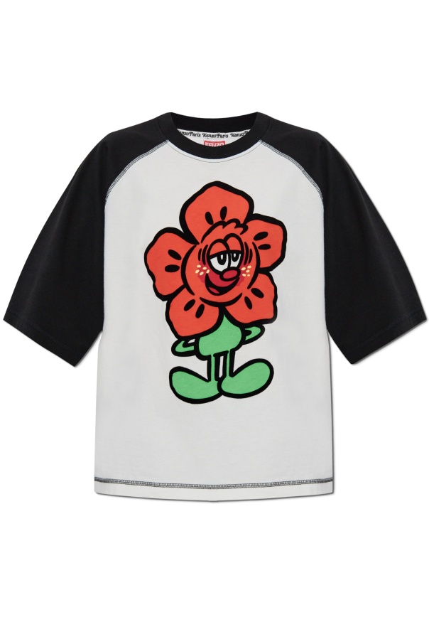 Kenzo Open-necked Black Shirt In White