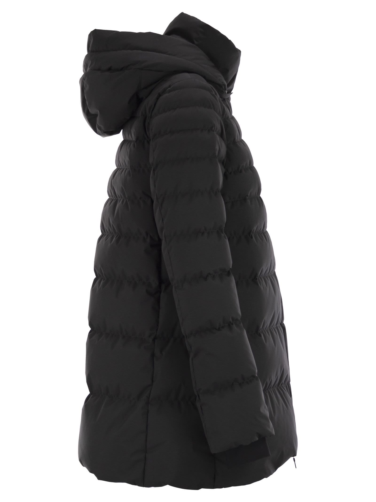 Herno 2-layer Hooded Down Jacket In Black