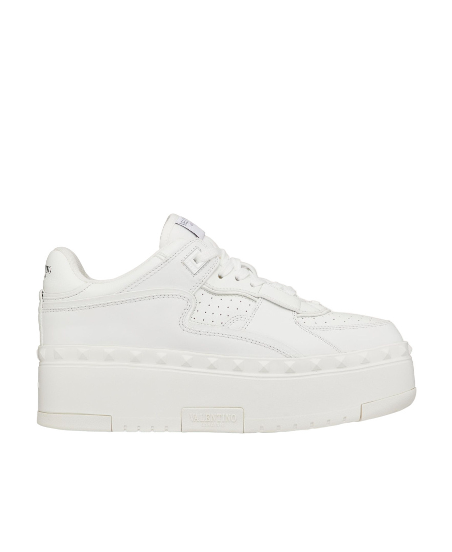 Valentino Freedots Xl Leather Platform Sneakers In White
