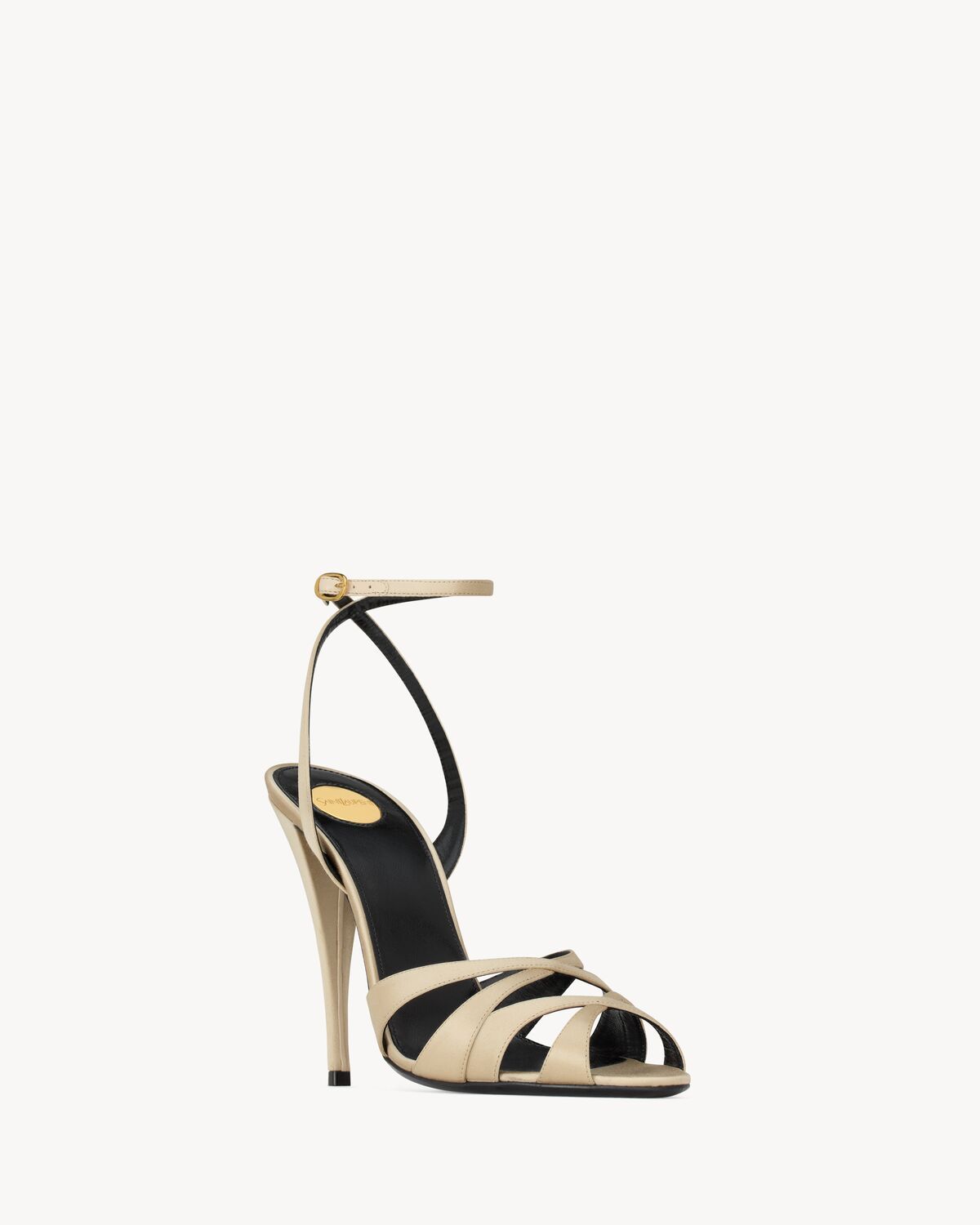 Saint Laurent Chandelle Sandals In Satin Crepe In Brown