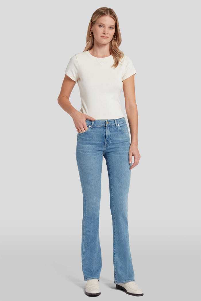 7 For All Mankind Slim Illusion Bootcut Cotton Jeans In Blue