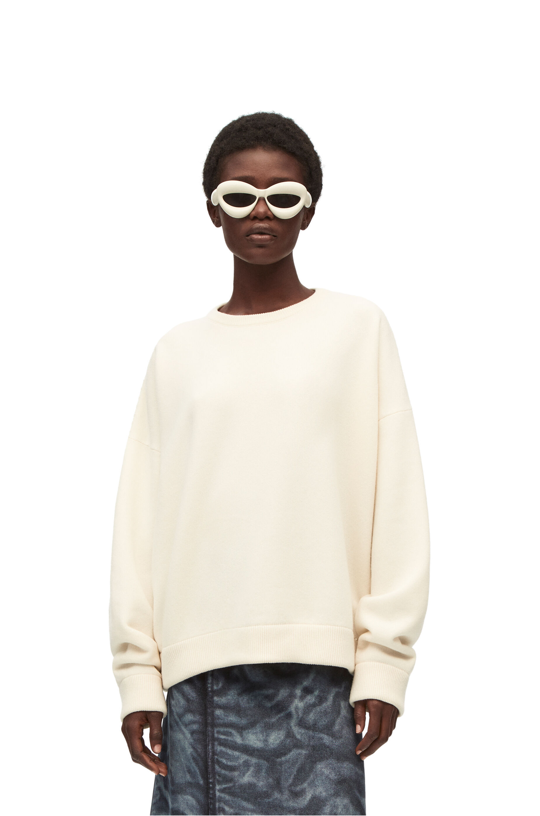 Loewe Embroidered Wool Sweater In White