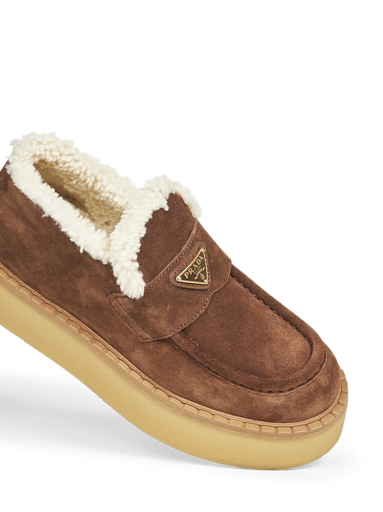 Prada Round-toe Loafers In Brown