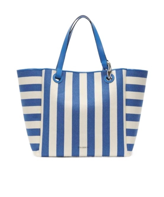 Jw Anderson The X-large Jwa Corner Stripe Canvas Tote In Blue