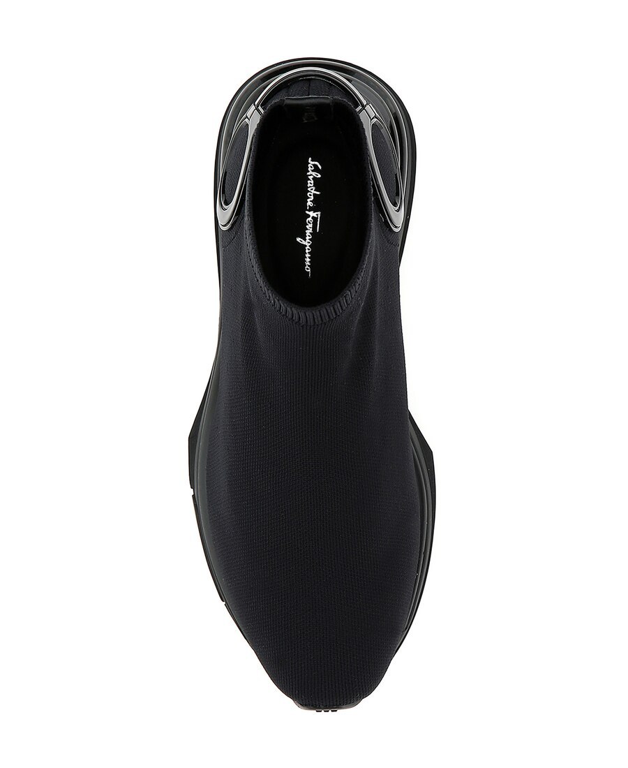 Ferragamo Knitted Sock-style Sneakers In Black