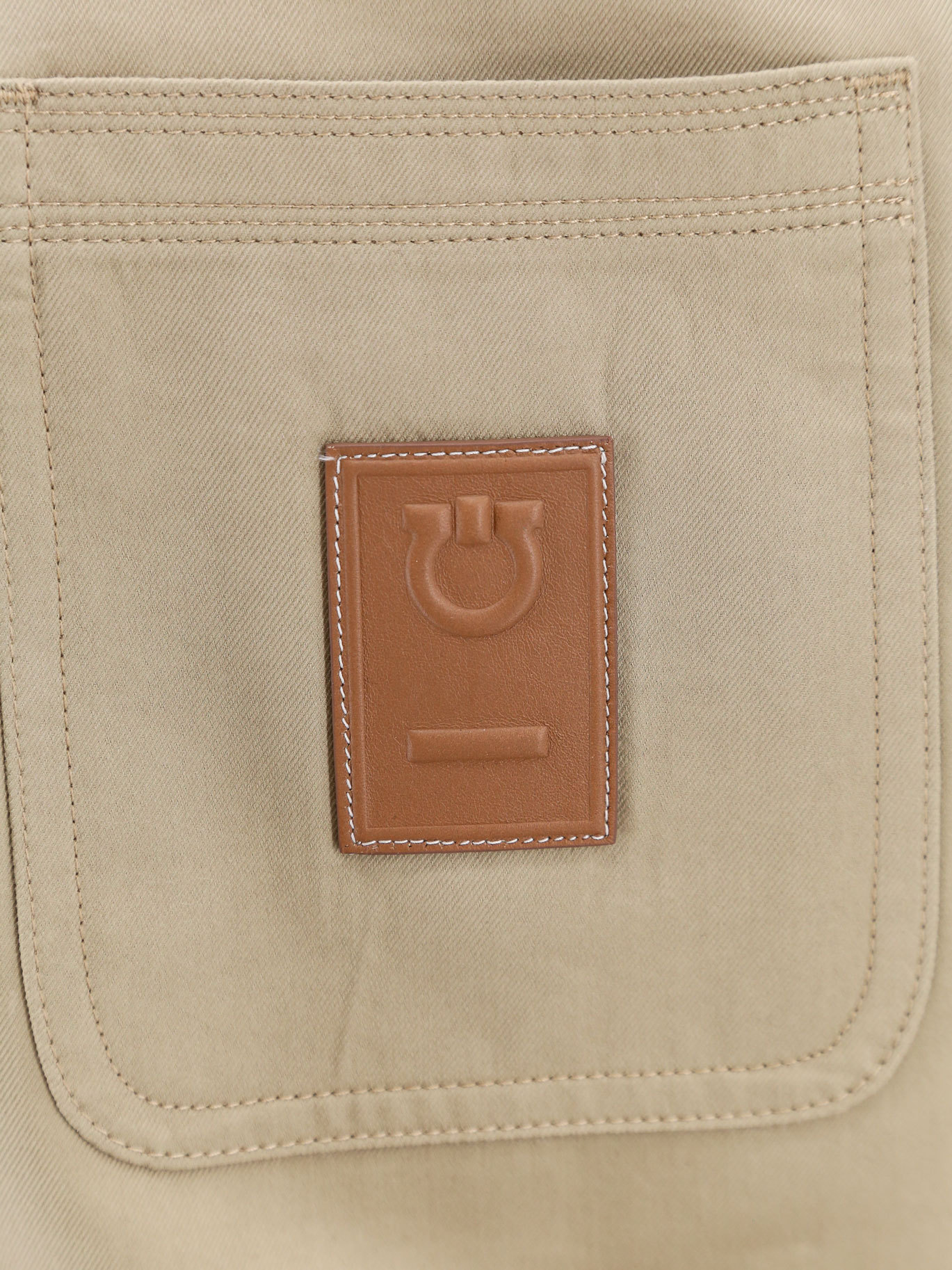 Ferragamo Men Cotton And Viscose Jacket With Gancini Leather Patch In Nude