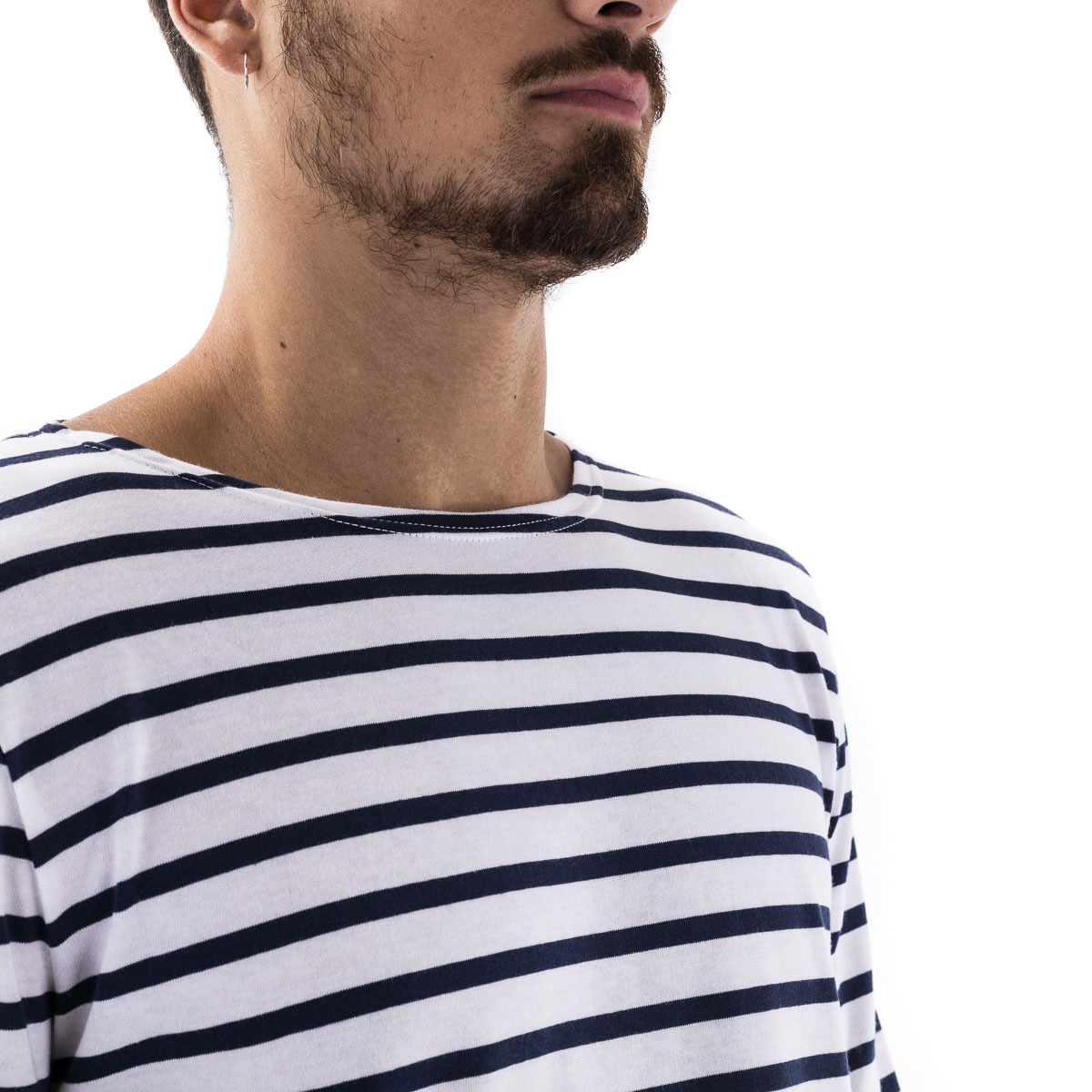 Shop Saint James Striped Long-sleeved T-shirt In White