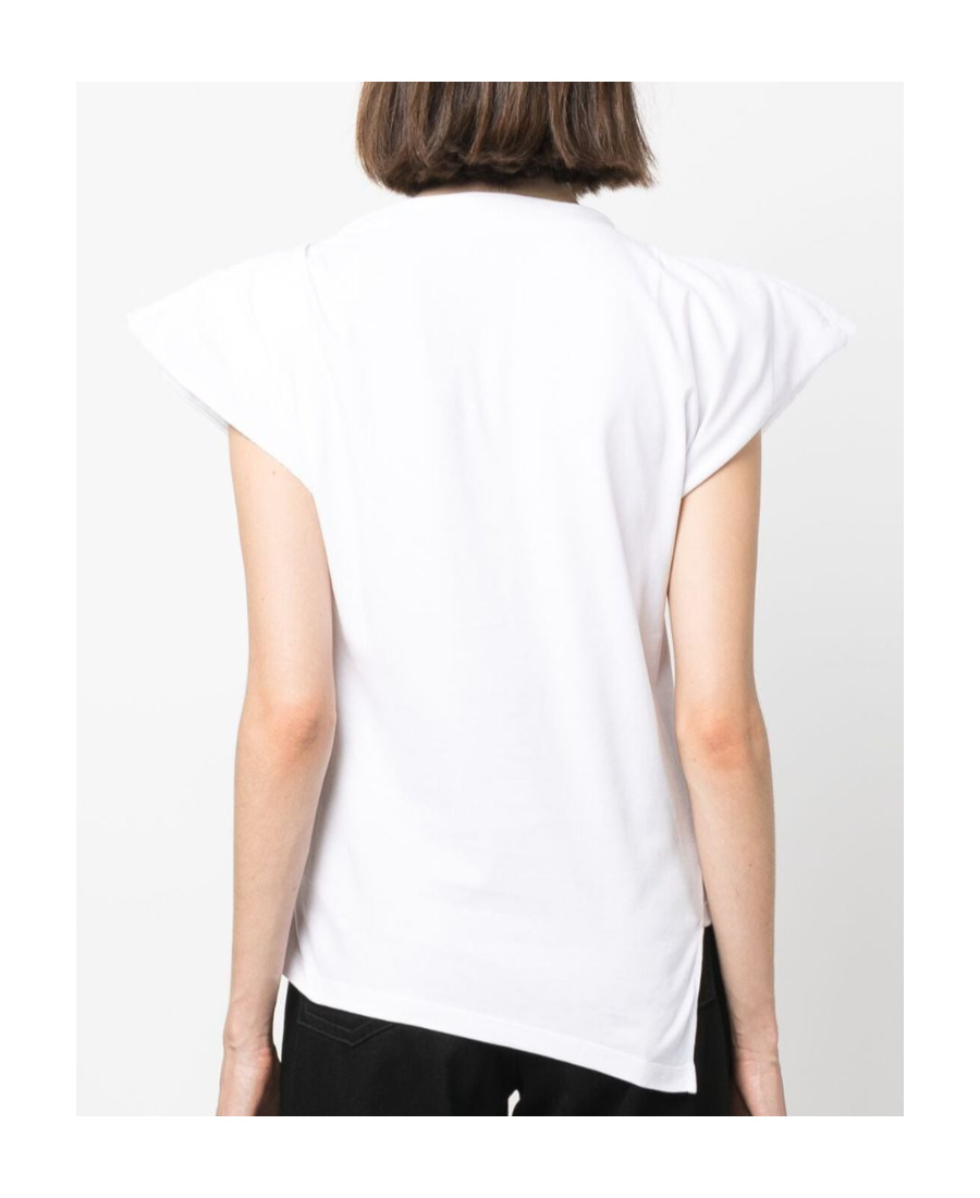Isabel Marant Padded Boat Neck T-shirt With Asymmetric Hem In White