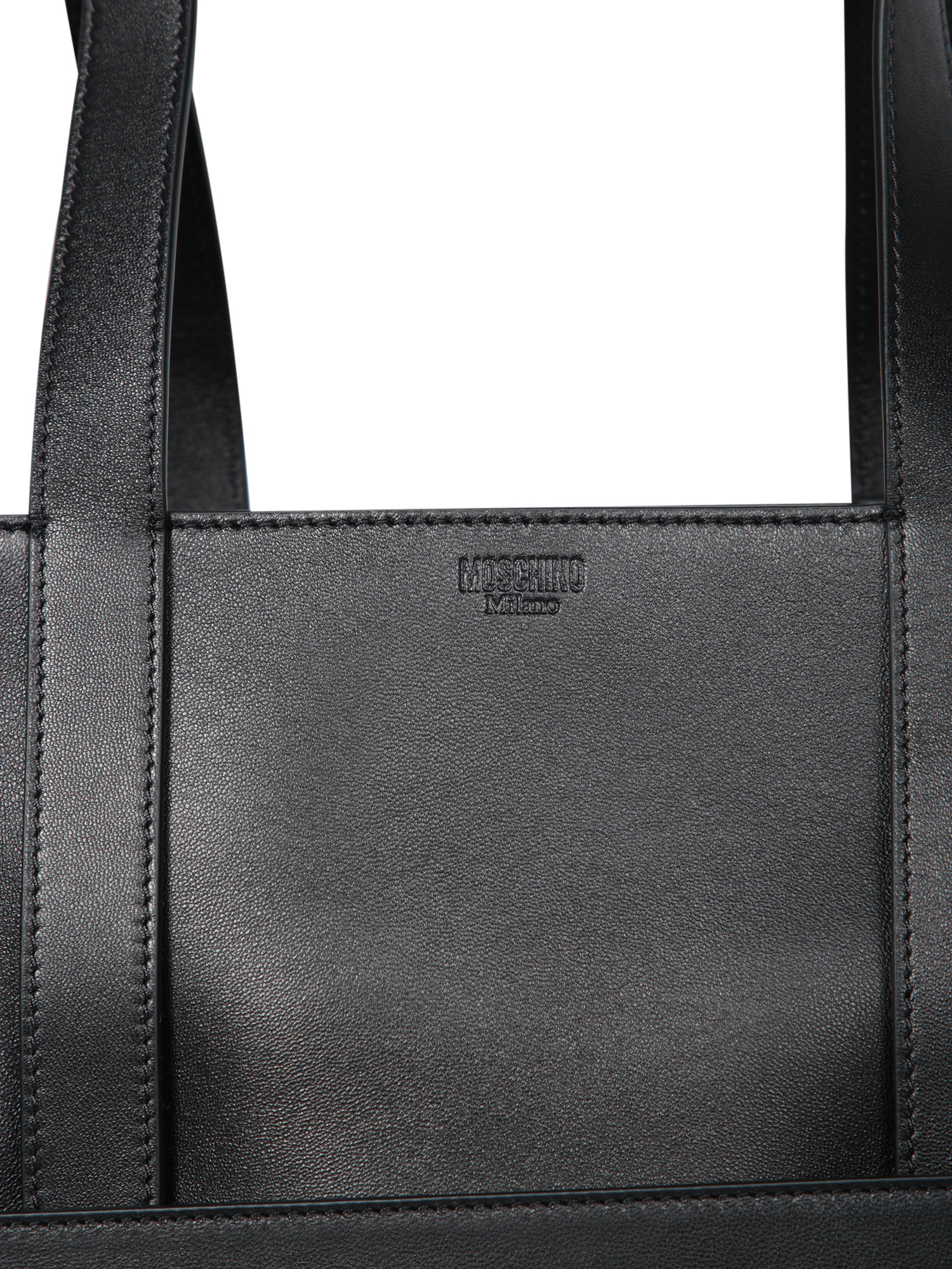 Moschino Leather Tote Bag In Black
