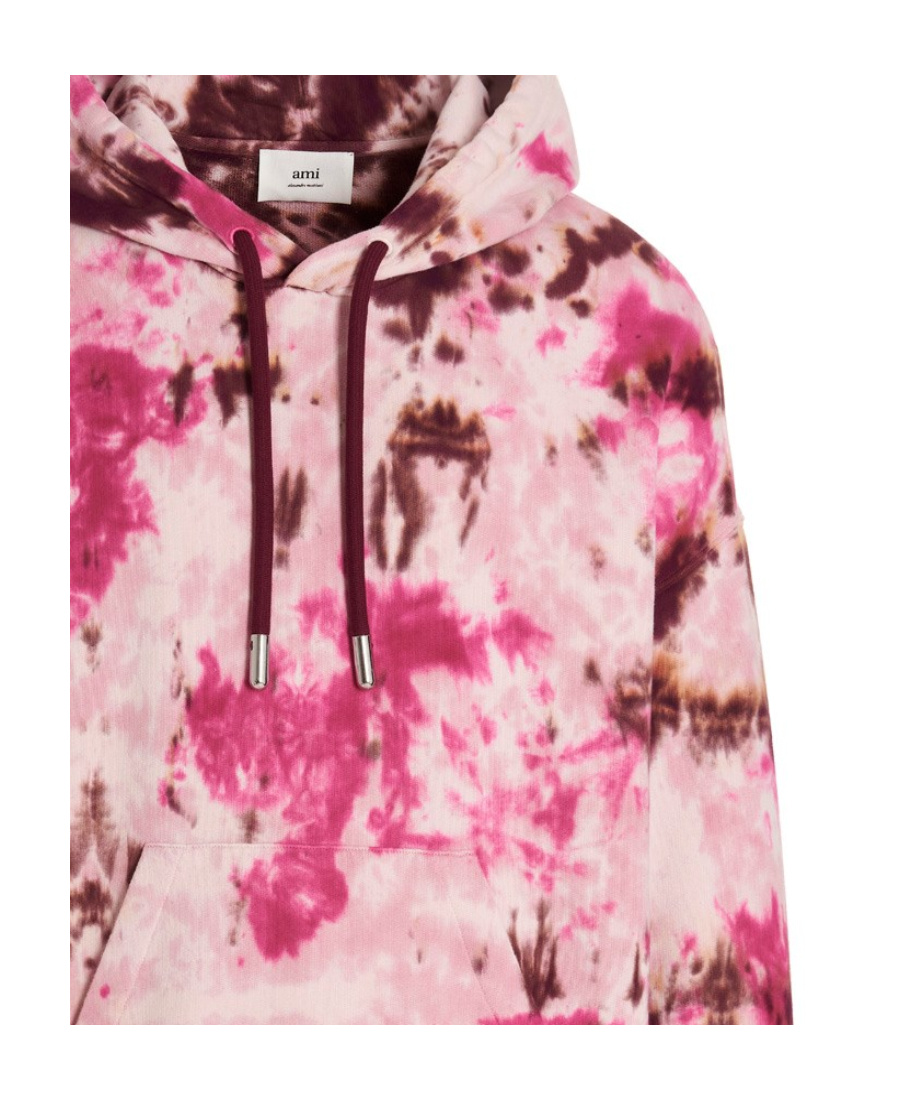 Ami Alexandre Mattiussi Tie Dye-print Cotton Hoodie In Pink