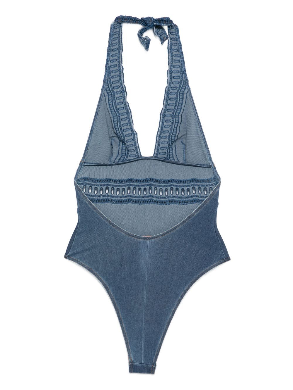 Ermanno Scervino Blue Lace-detail Swimsuit In Blue