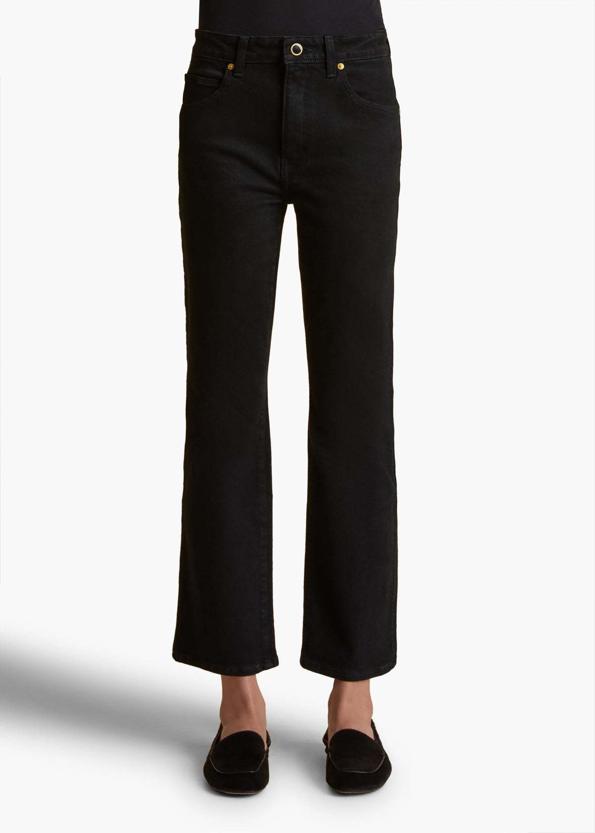 Khaite Vivian New Bootcut Flare Jeans Stoned Black In Black