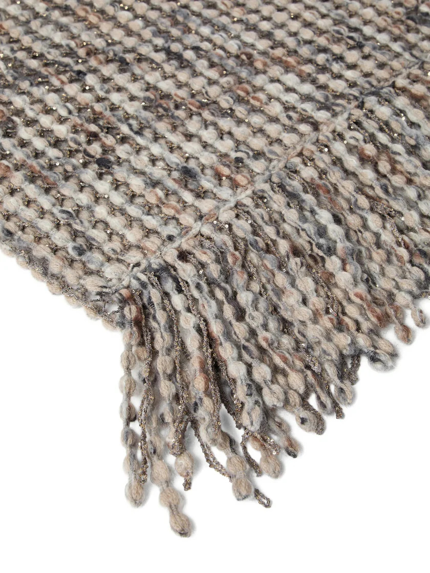 Brunello Cucinelli Metallic-detail Bobble Scarf In Gray