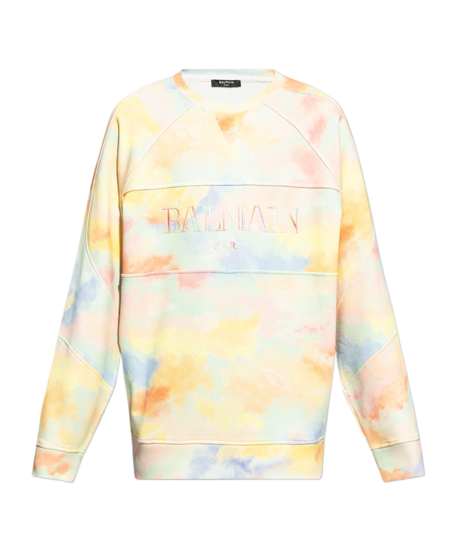 Balmain Logoed Sweatshirt With Distressed Trims In Nude