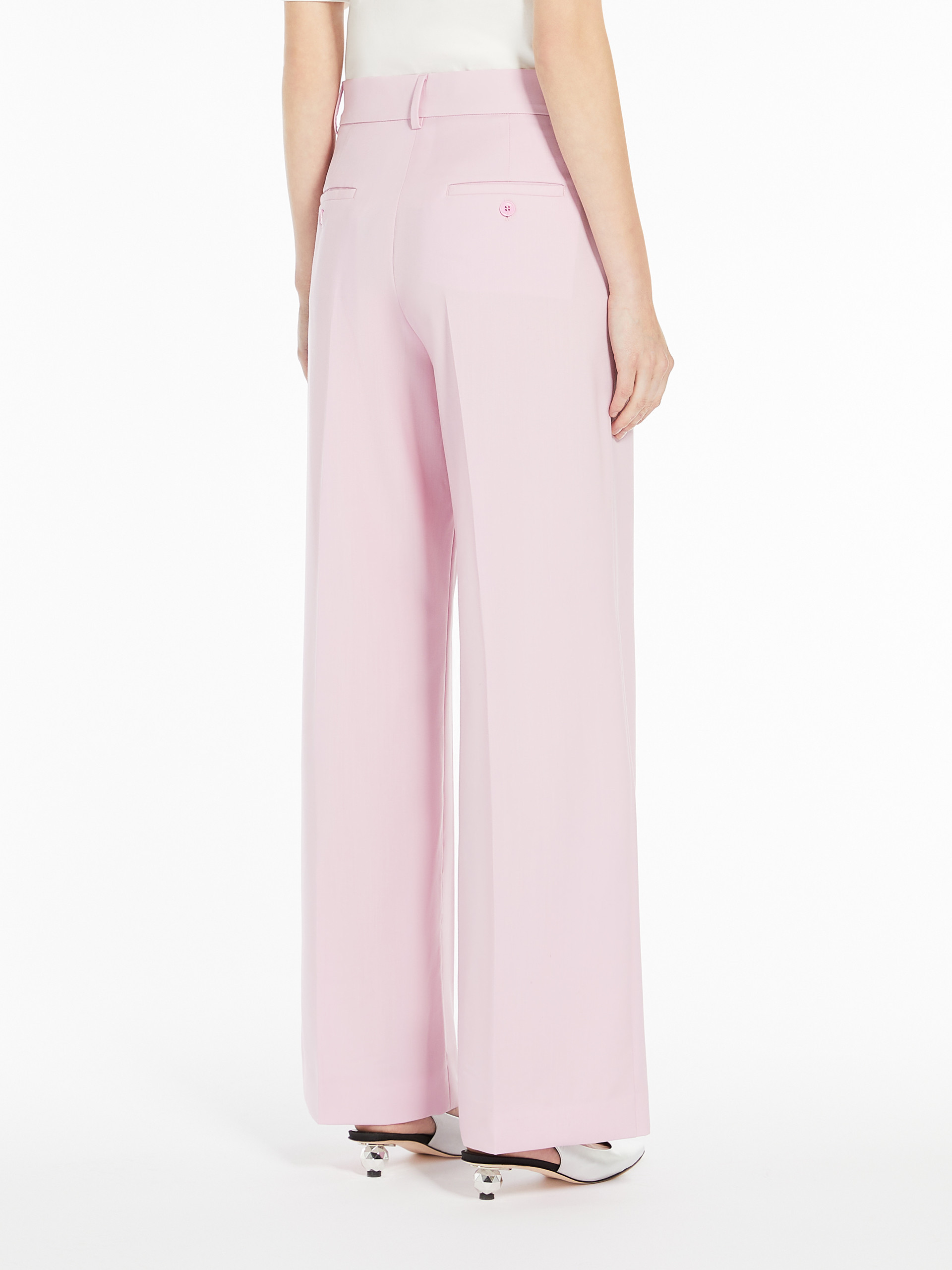 Weekend Max Mara Wool Canvas Wide-leg Pants In Pink
