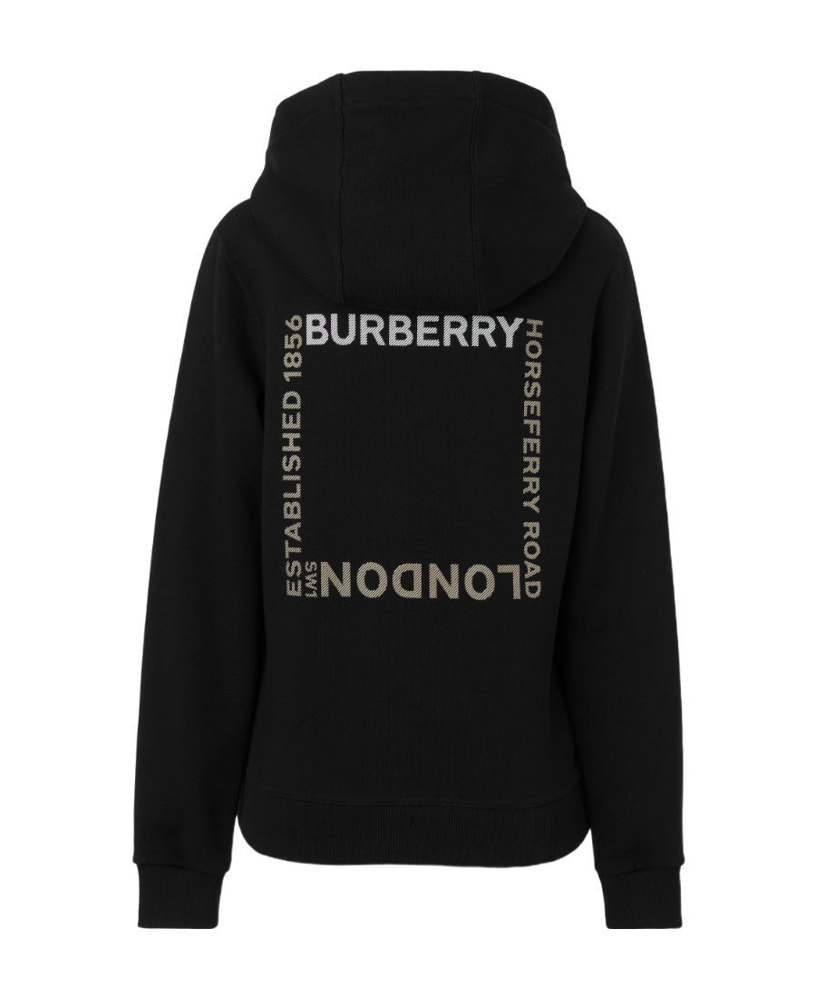 Burberry Horseferry Square Print Hoodie In Black