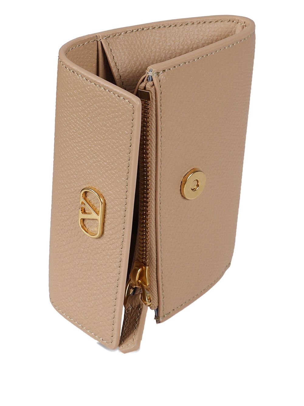 Valentino Logo-plaque Leather Wallet In Neutral
