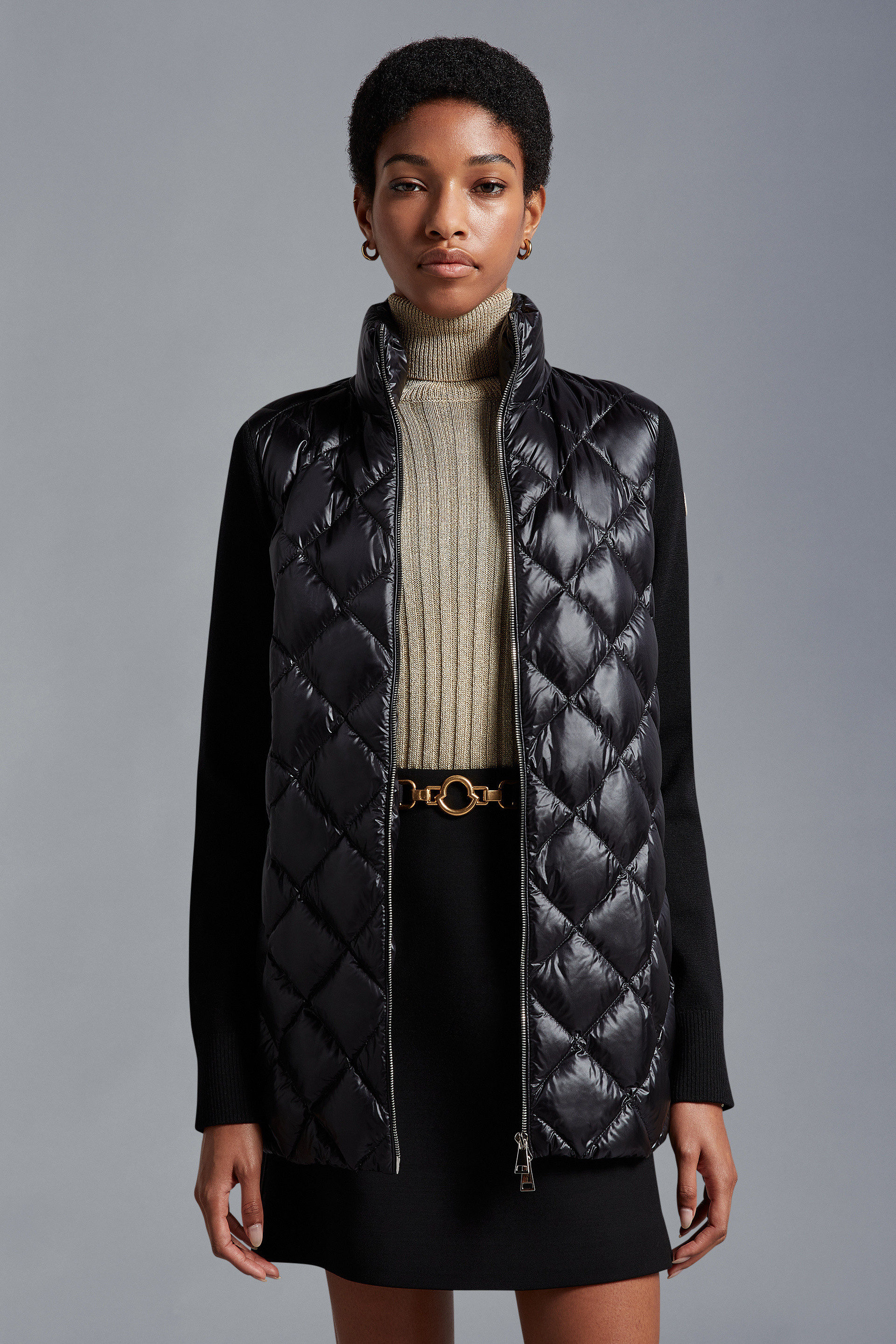 Moncler Diamond Quilted Down Jacket Puffer Jackets Black In Black
