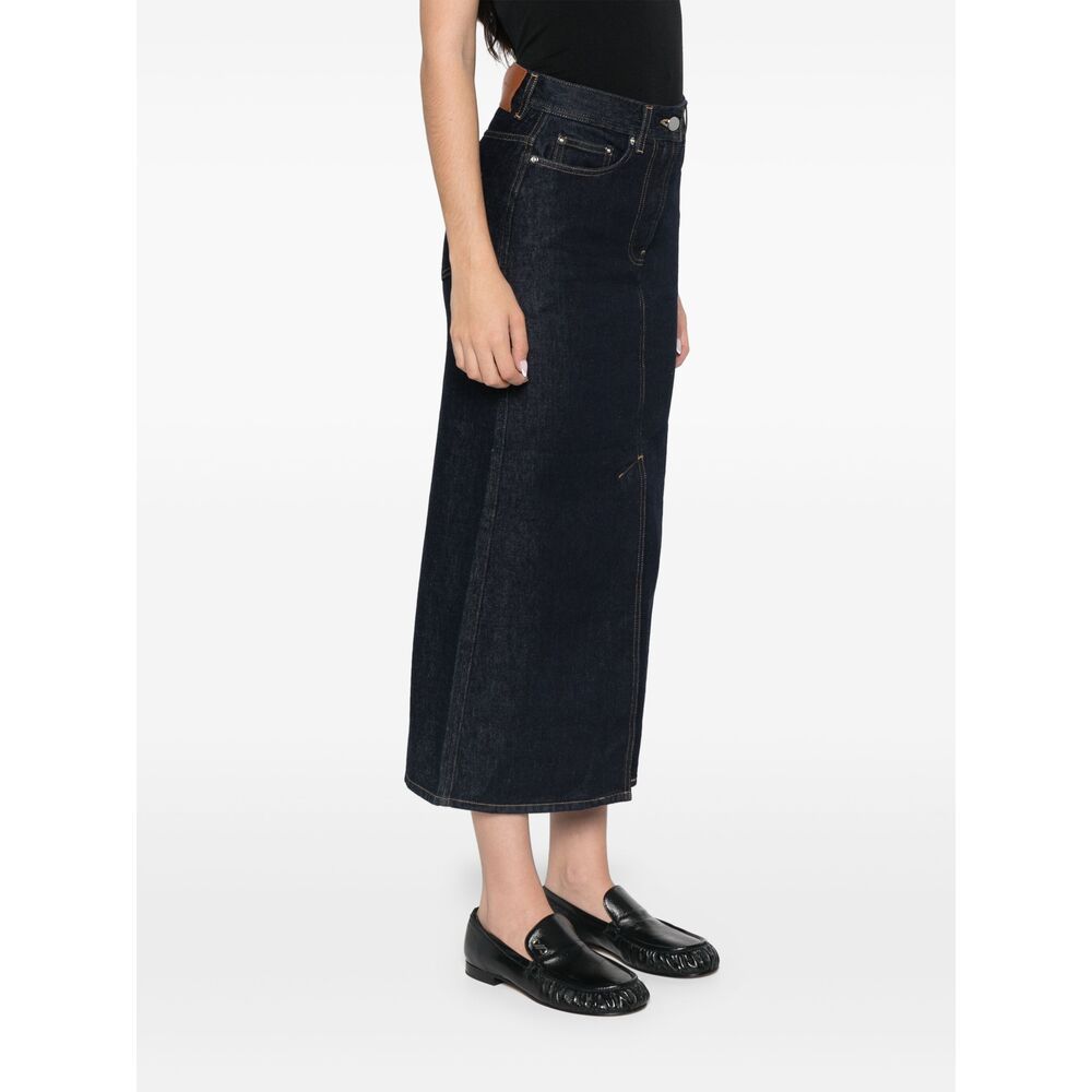Shop Loulou Studio Denim Skirt In Black