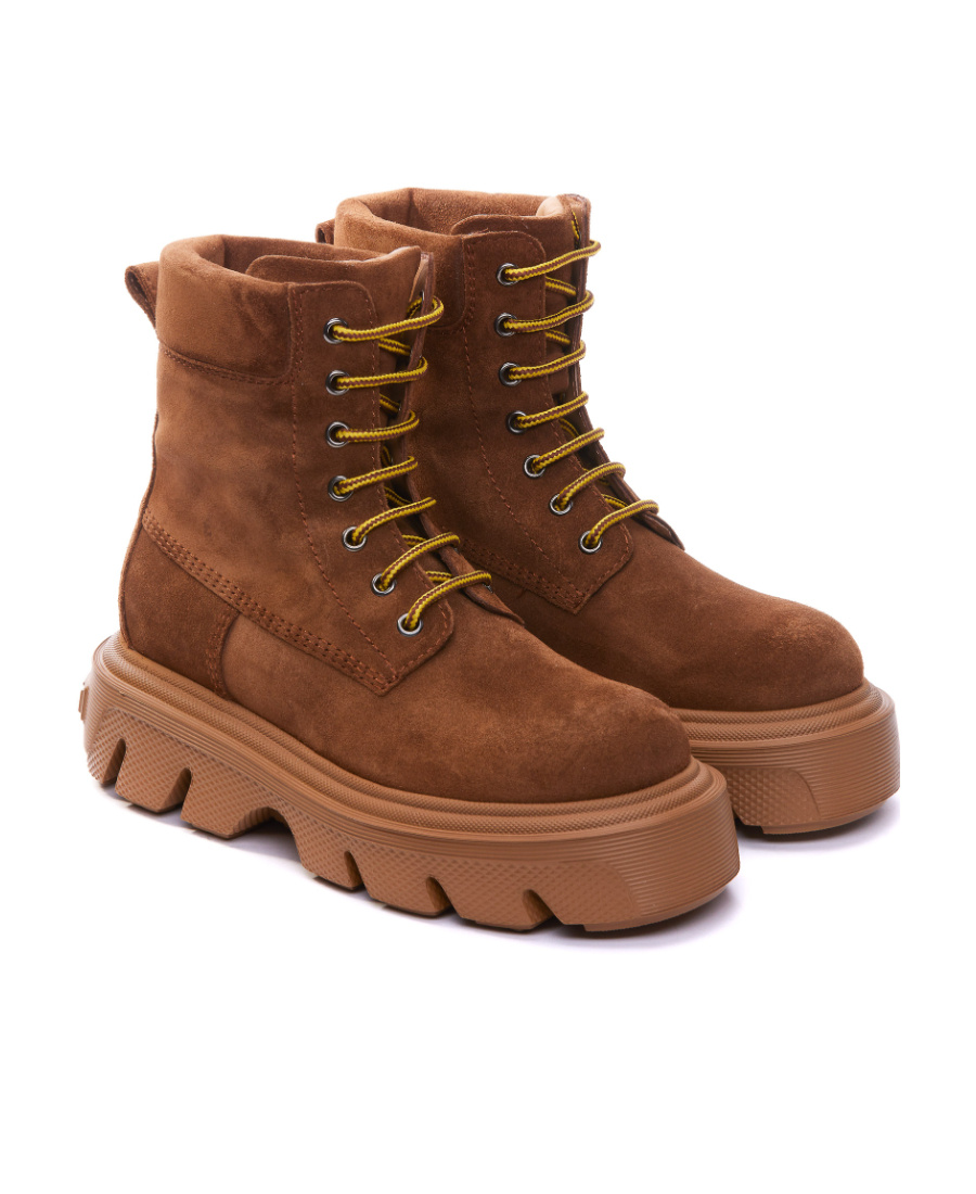 Casadei Round Head Thick-soled Short Boots In Brown