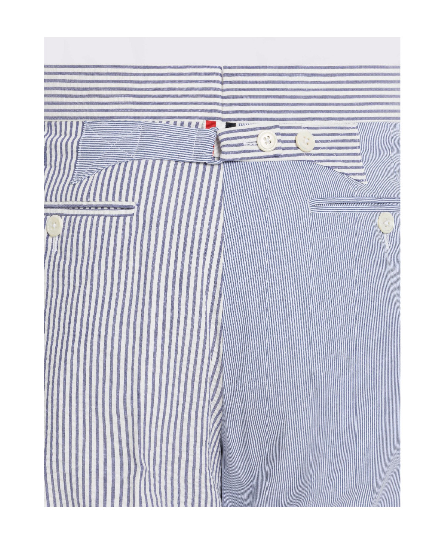 Thom Browne Seersucker Trousers In Gray