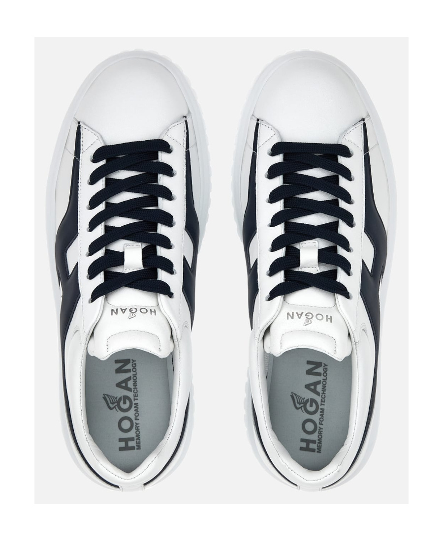 Hogan H-stripes Low-top Sneakers With Smooth Leather Upper In White