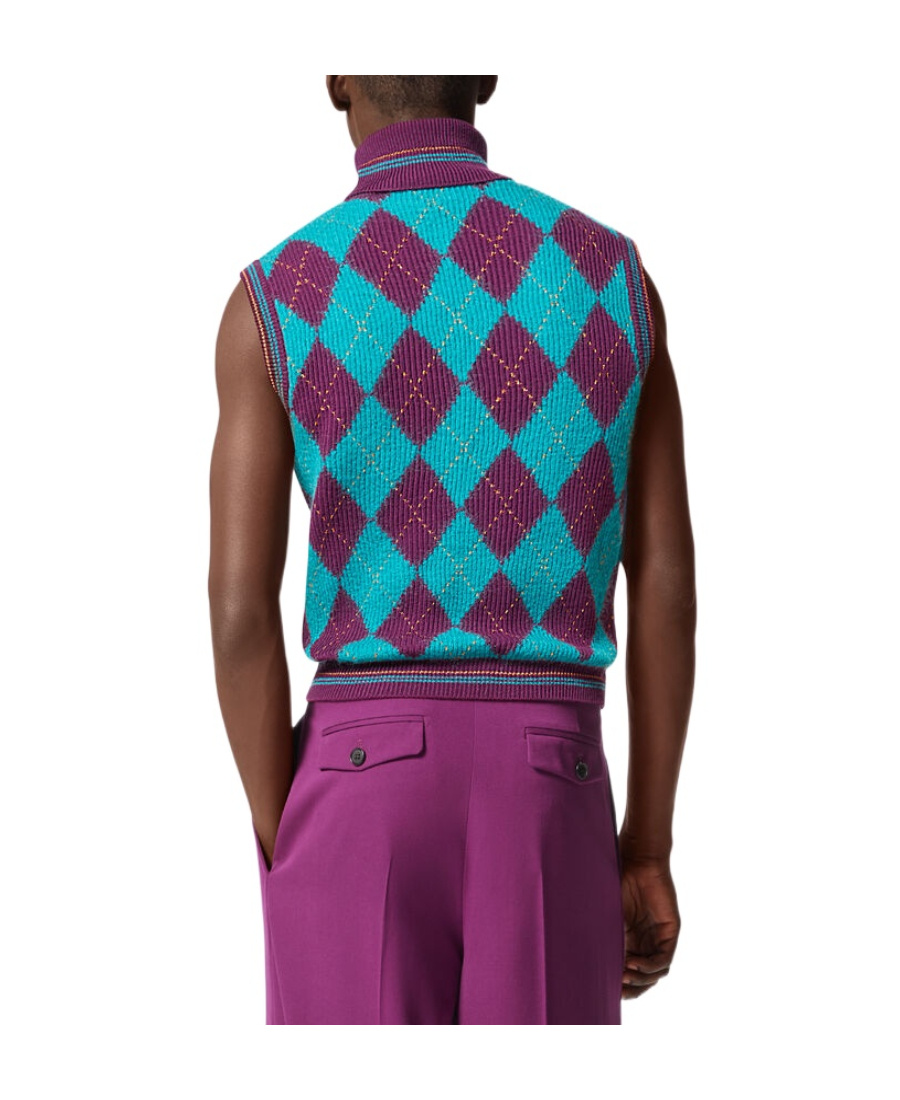 Versace Sleeveless Roll Neck Jumper In Green