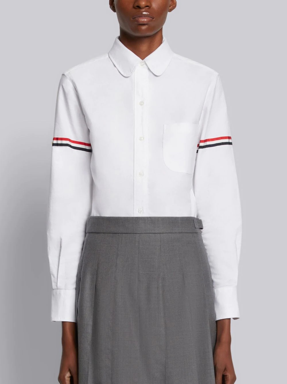Thom Browne Grosgrain Armband Oxford Shirt In White