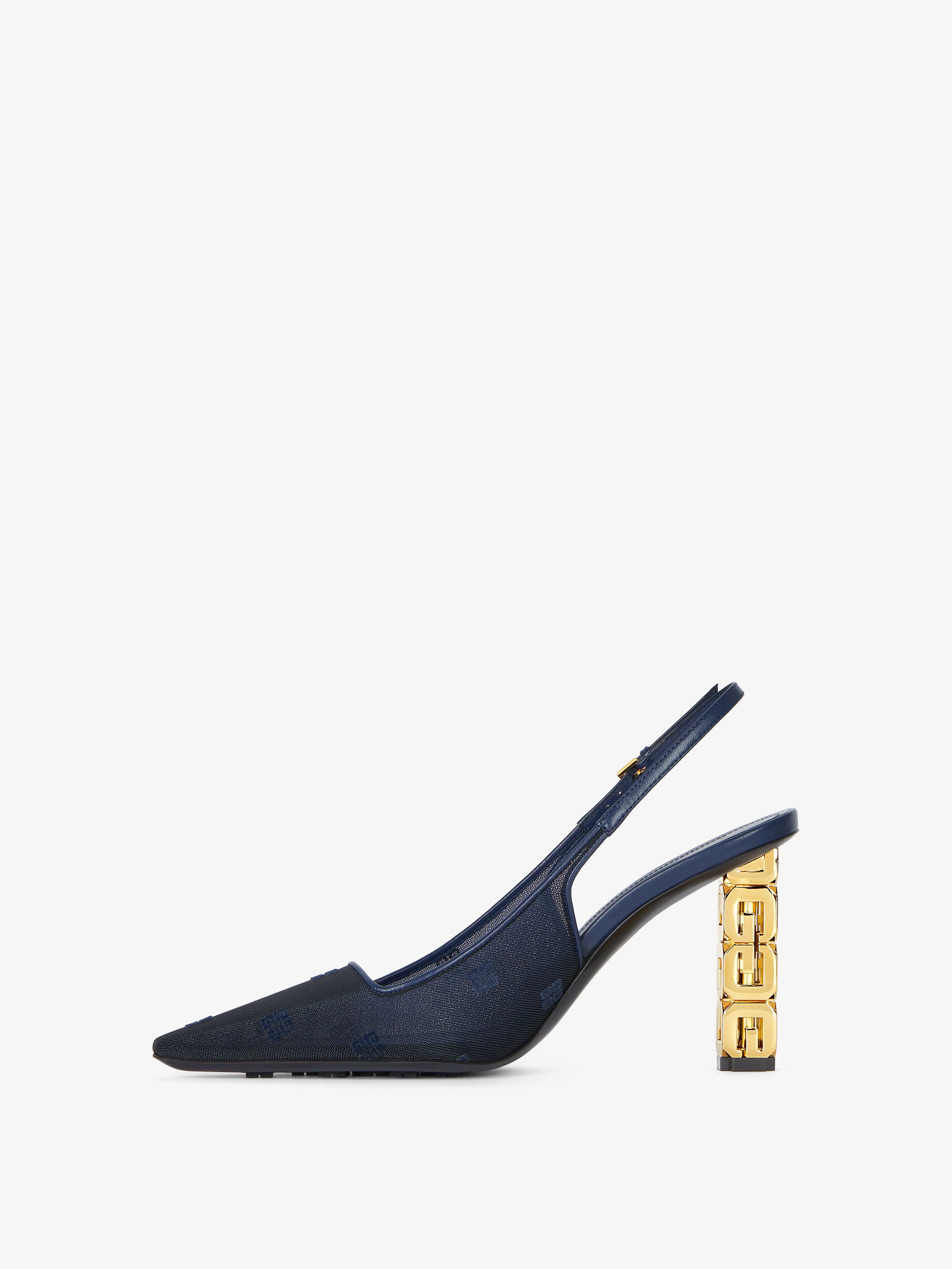 Givenchy G Cube Slingbacks In 4g Mesh In Navy