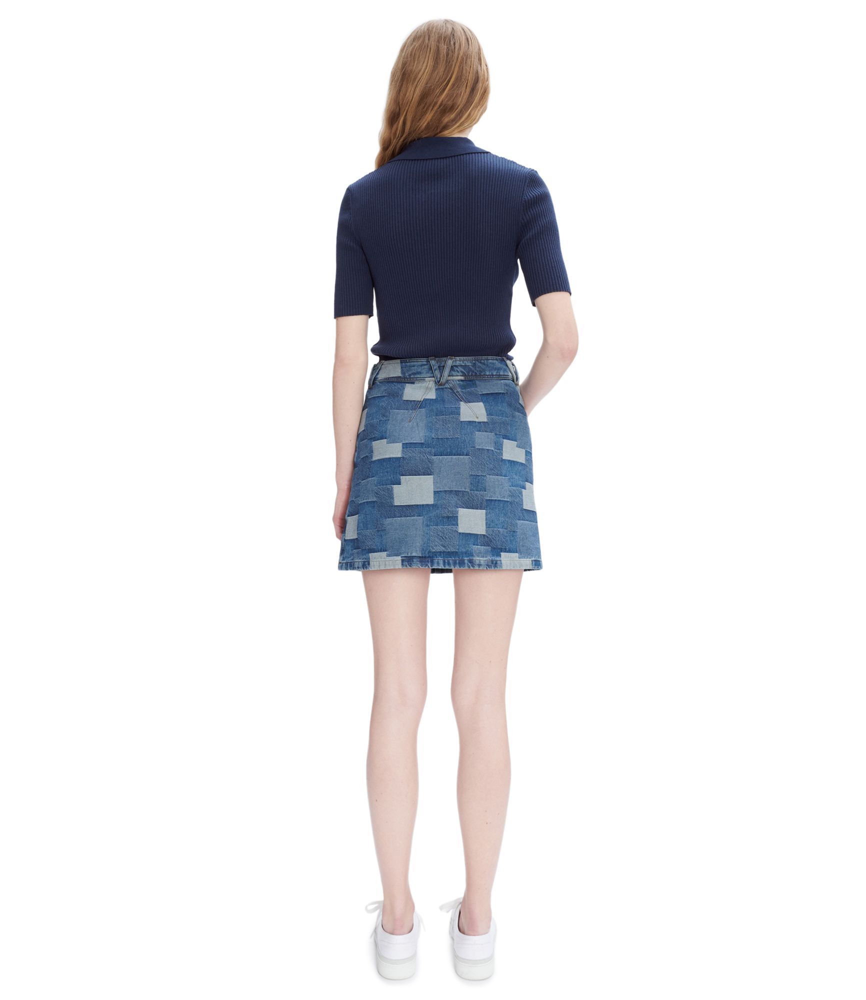 Apc Patchwork V-belt Mini Skirt With Front Pockets In Blue