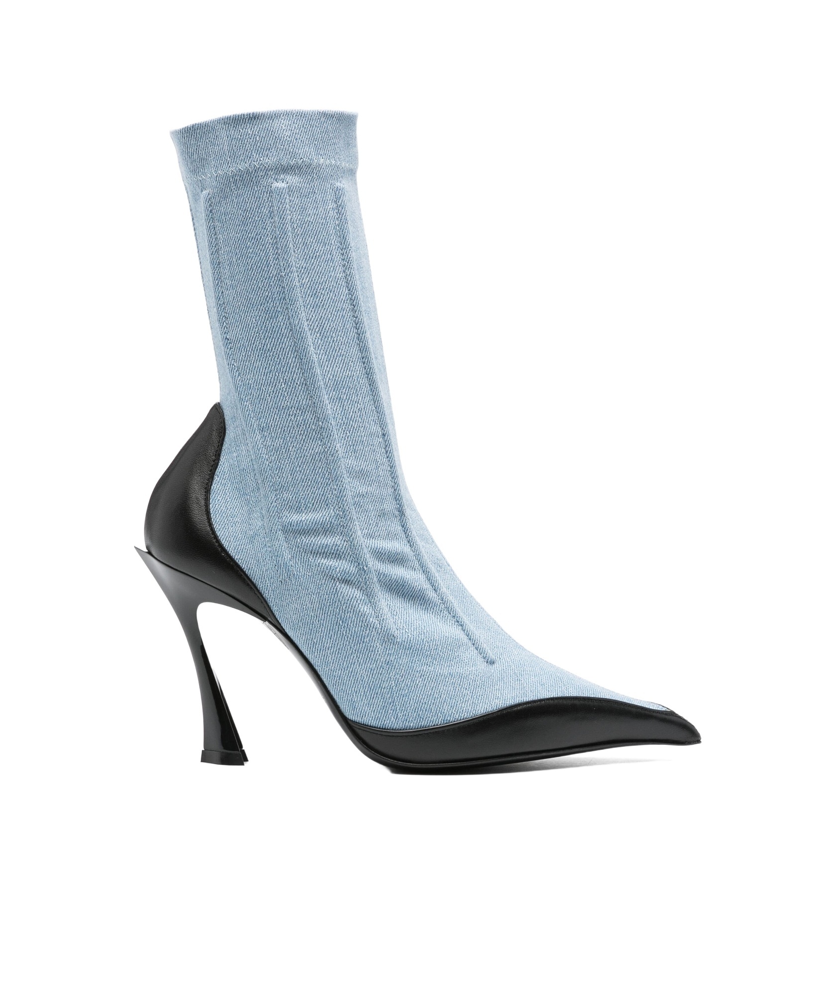 Mugler 95mm Denim Boots In Blue