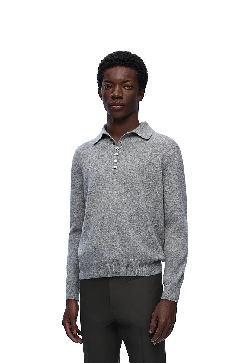Loewe Cashmere Lapel Sweater In Gray