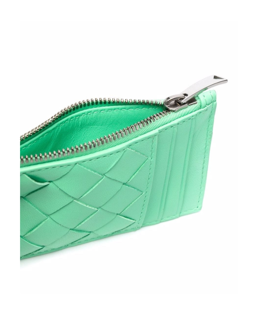 Bottega Veneta Intrecciato Zip-top Card Holder In Green