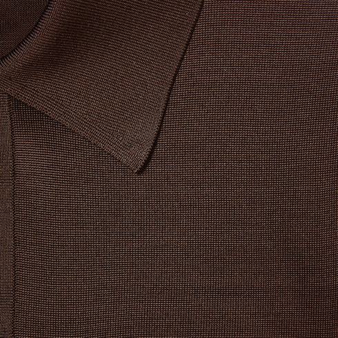 GUCCI FINE SILK KNIT POLO TOP WITH INTARSIA