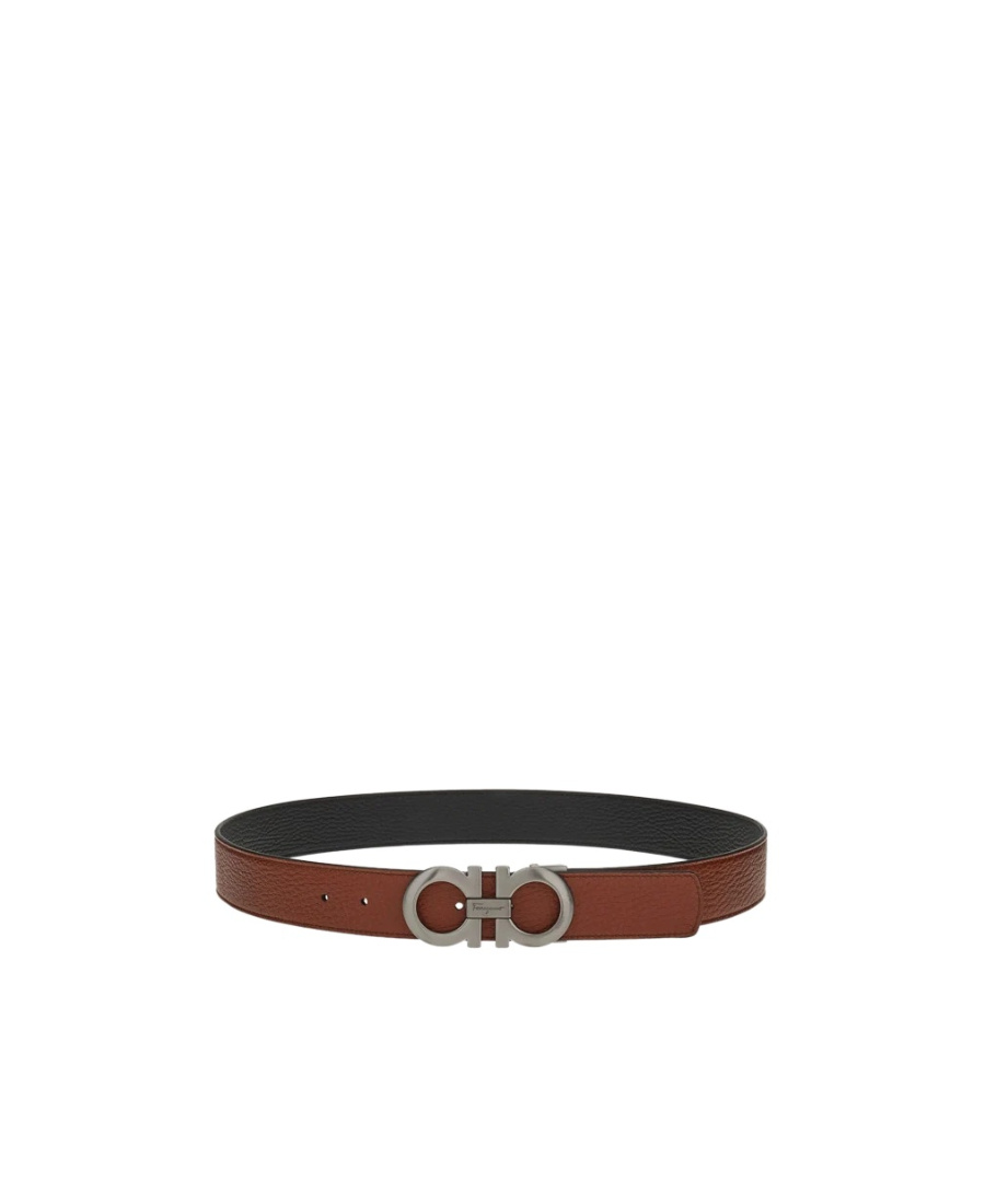 Ferragamo Gancini Leather Belt In Black