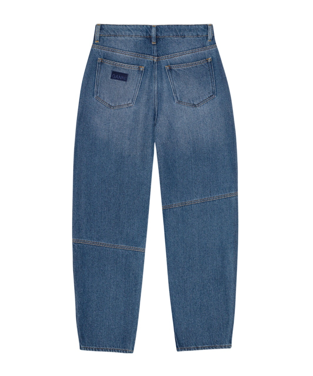 Ganni Heavy Denim Stray In Mid Blue Stone In Blue