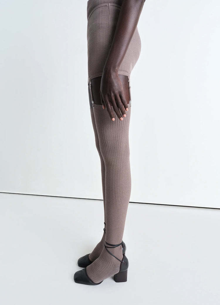Lemaire Knee-length Ribbed Socks In Mist Purple-red